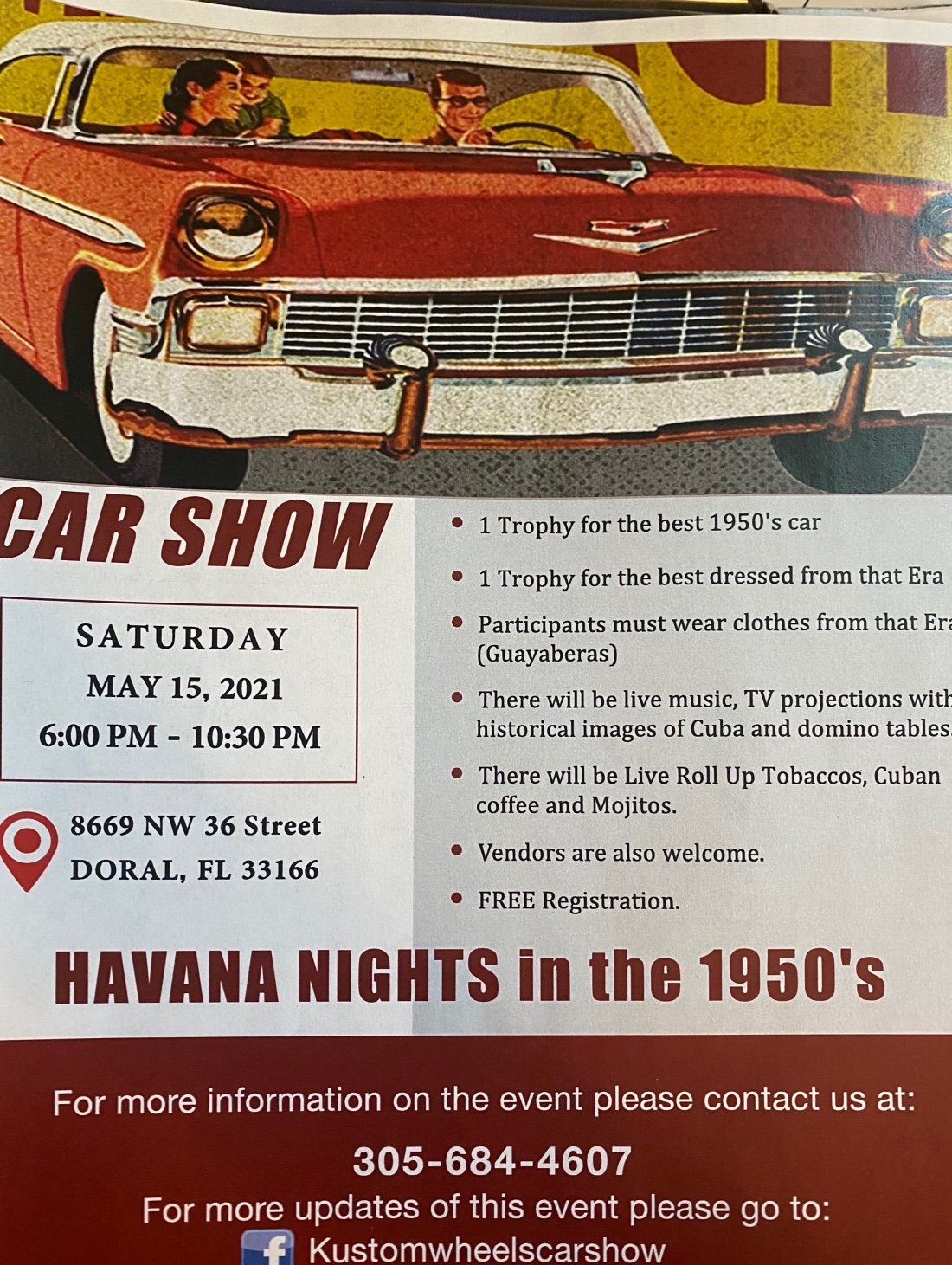 Havana Nights In The 1950s Car Show Carolina Ale House Doral 15 May 2021 Havana Nights In The 1950s Car Show Carolina Ale House Doral 15 May 2021