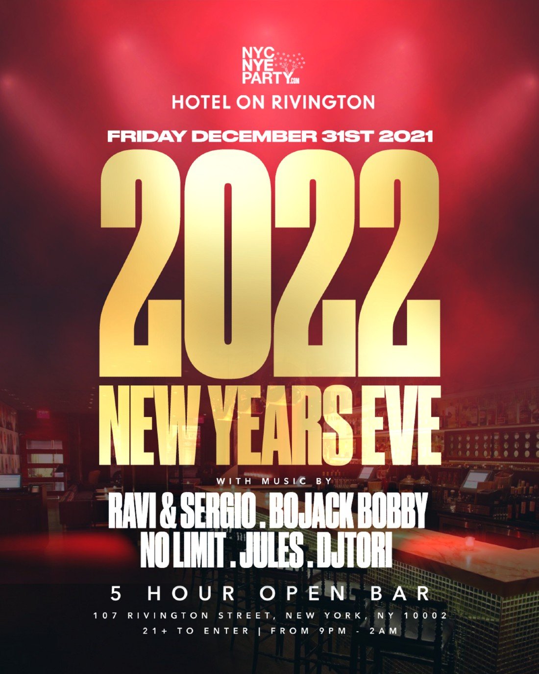 Discount Nye Tickets @ Rivington Hotel In New York City, Rivington Hotel, New York, 31 December To 1 January
