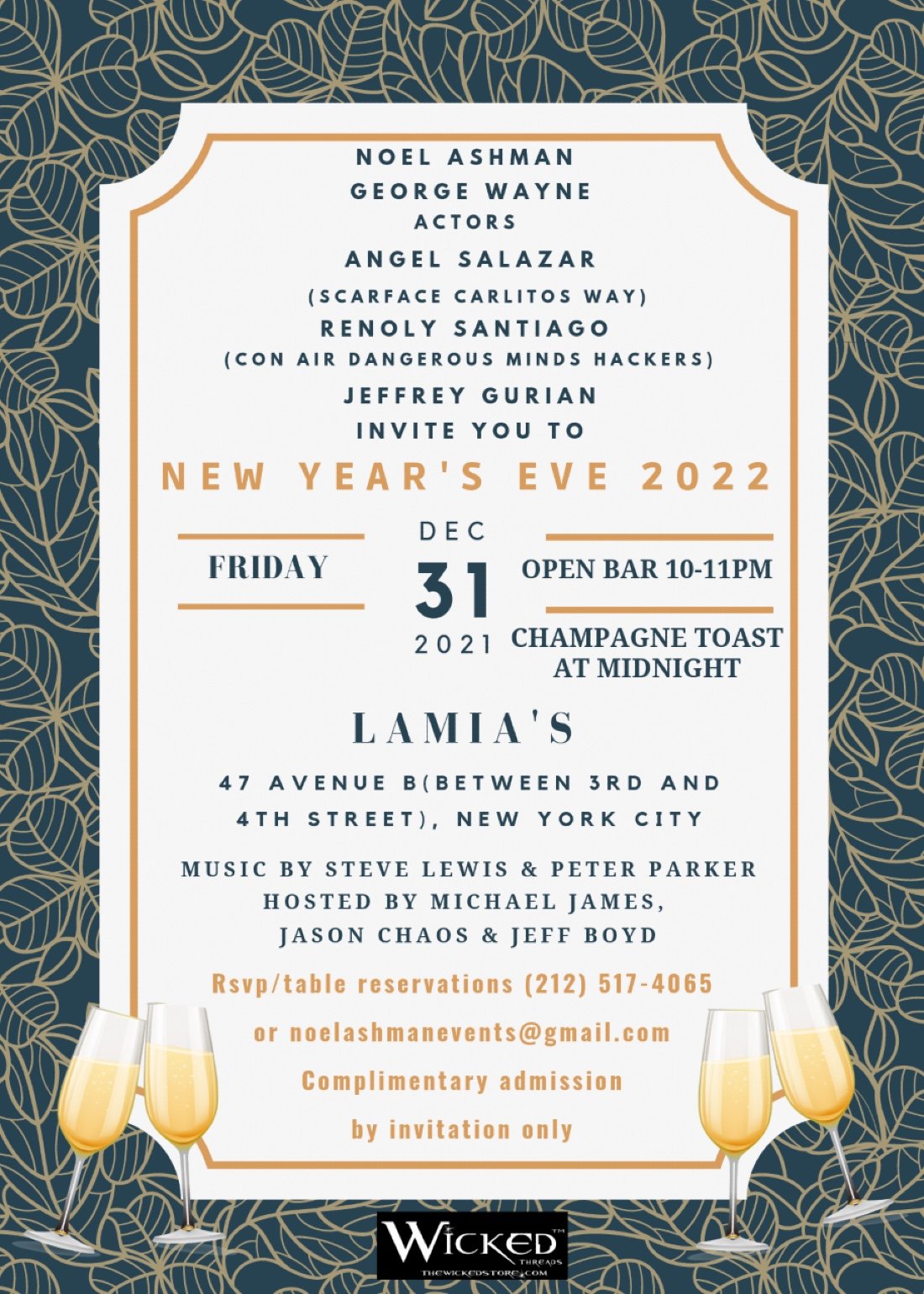Noel Ashman & Friends Invite You To New Years Eve 2022 At Lamias Tickets, Lamia's, New York City, 31 December 2021
