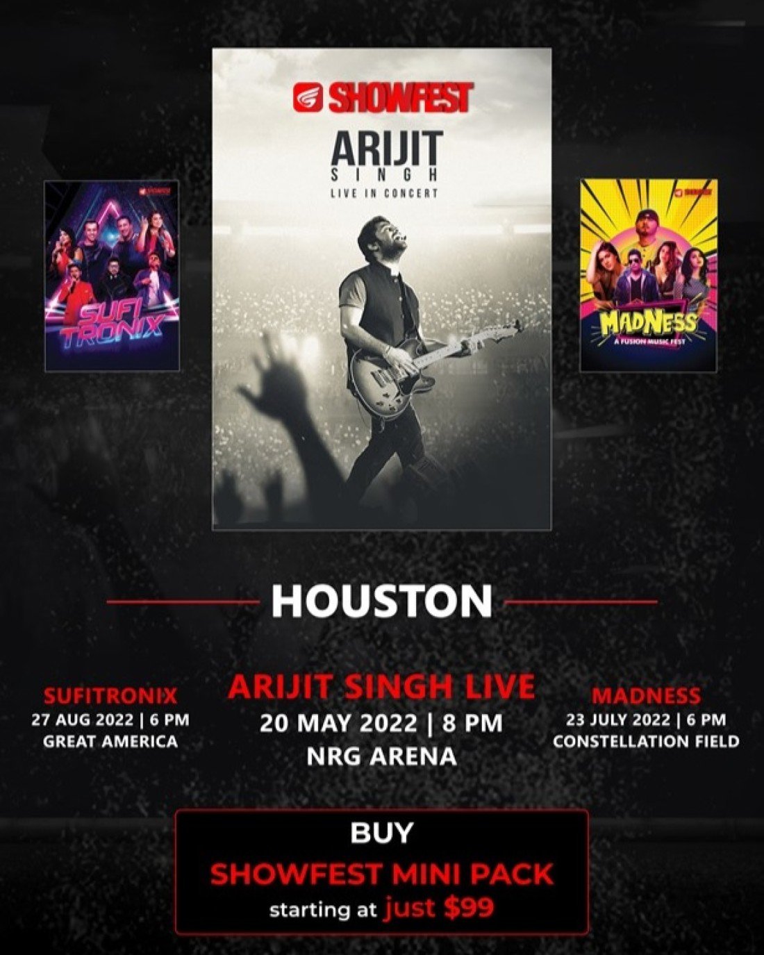 Arijit Singh Live Concert 2022 in Houston(Buy 1 and Get 2 Extra Shows)