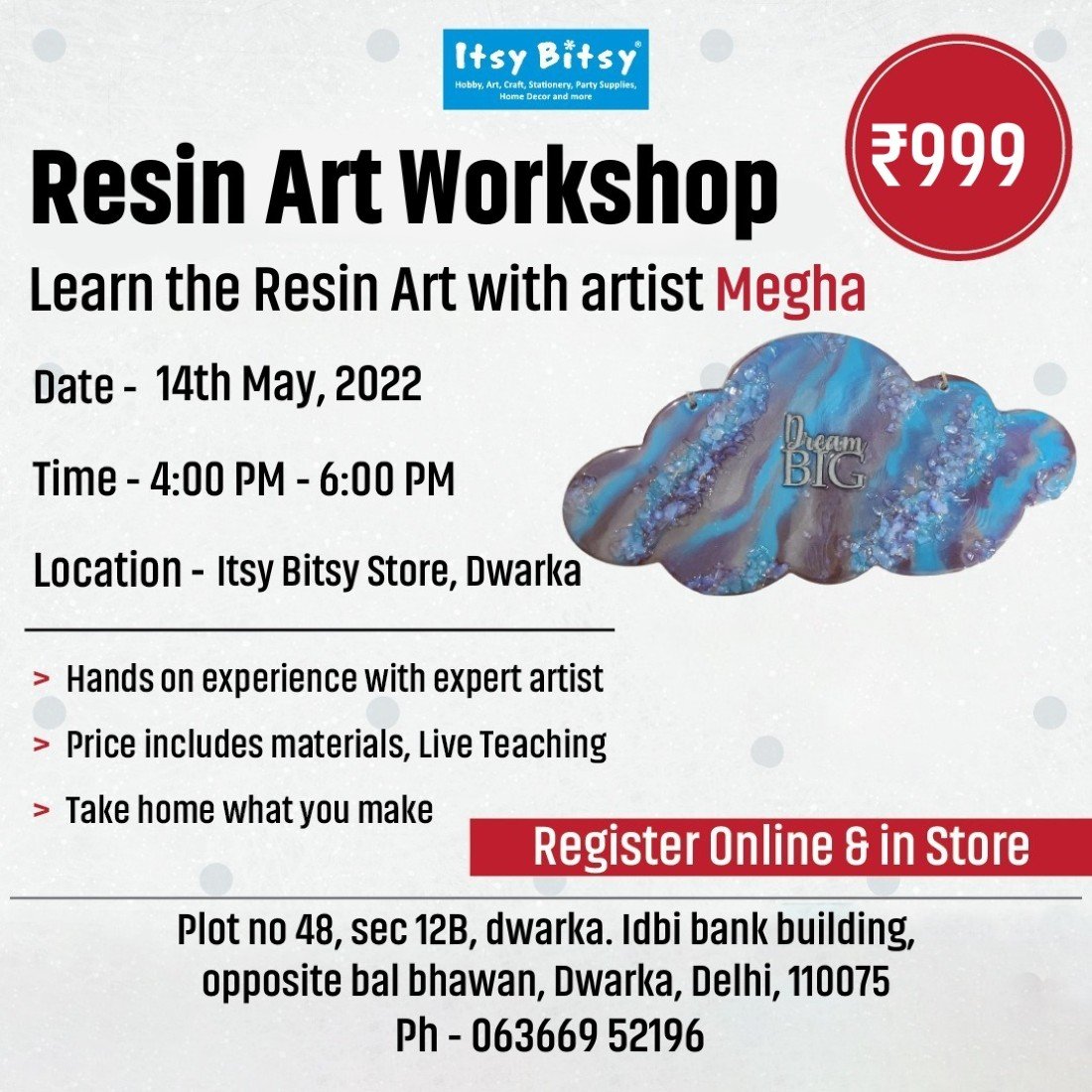 Resin Art Tickets, Itsy Bitsy, New Delhi, 14 May 2022