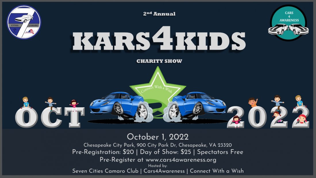 2nd Annual Kars4Kids Charity Car Show, Chesapeake City Park, City Park Drive, Chesapeake, VA