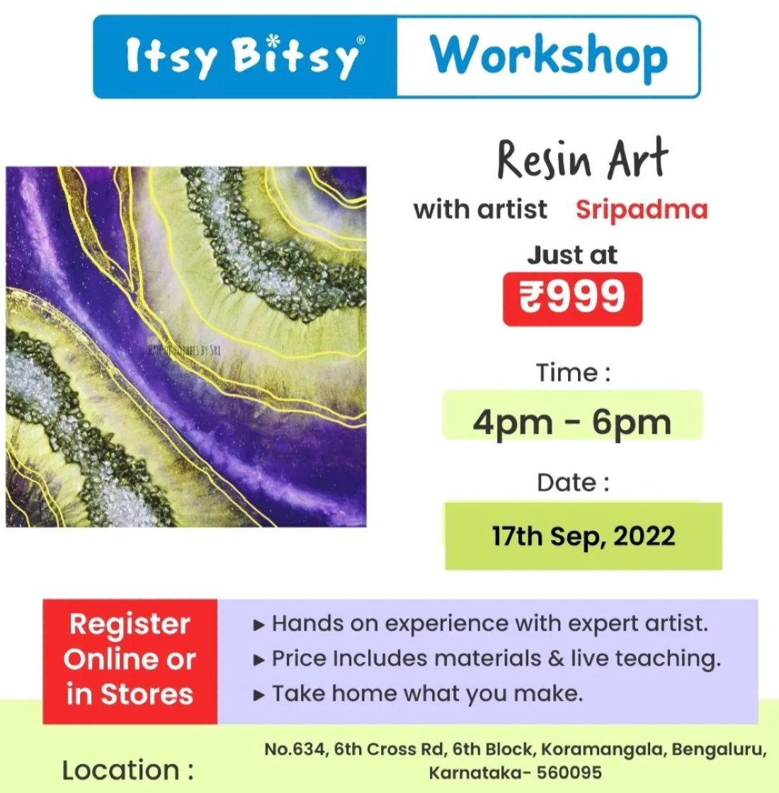 Resin Art Tickets, Koramangala, Bangalore, 17 September 2022