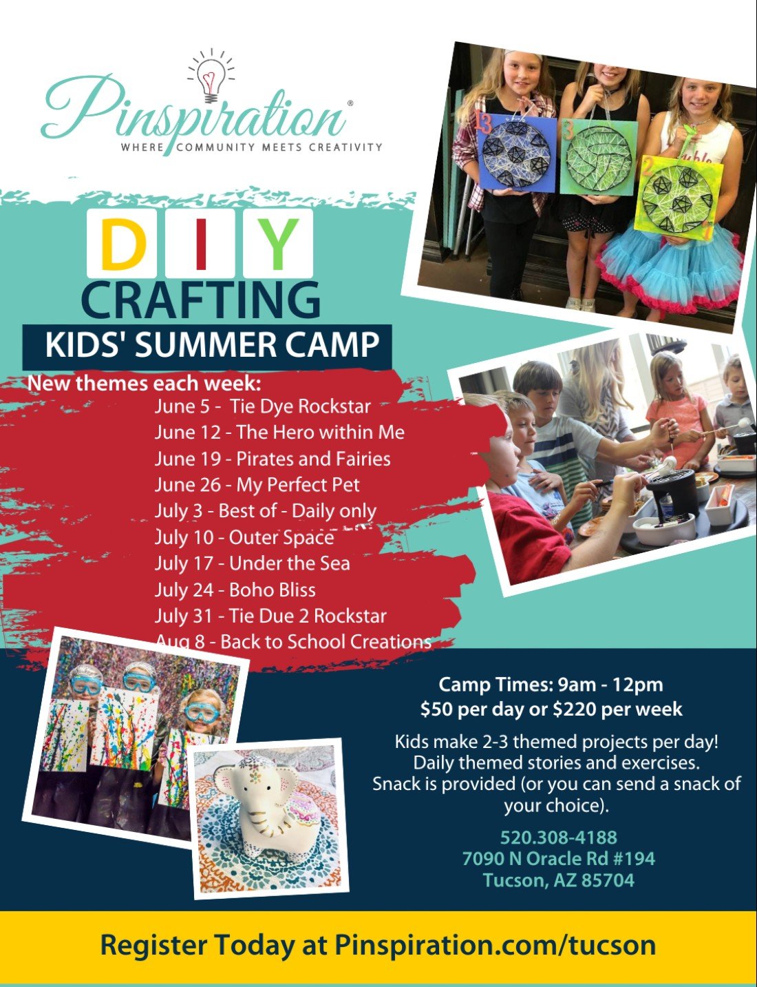 Creative Artist Camp all summer Tickets, Pinspiration Tucson, 5 June