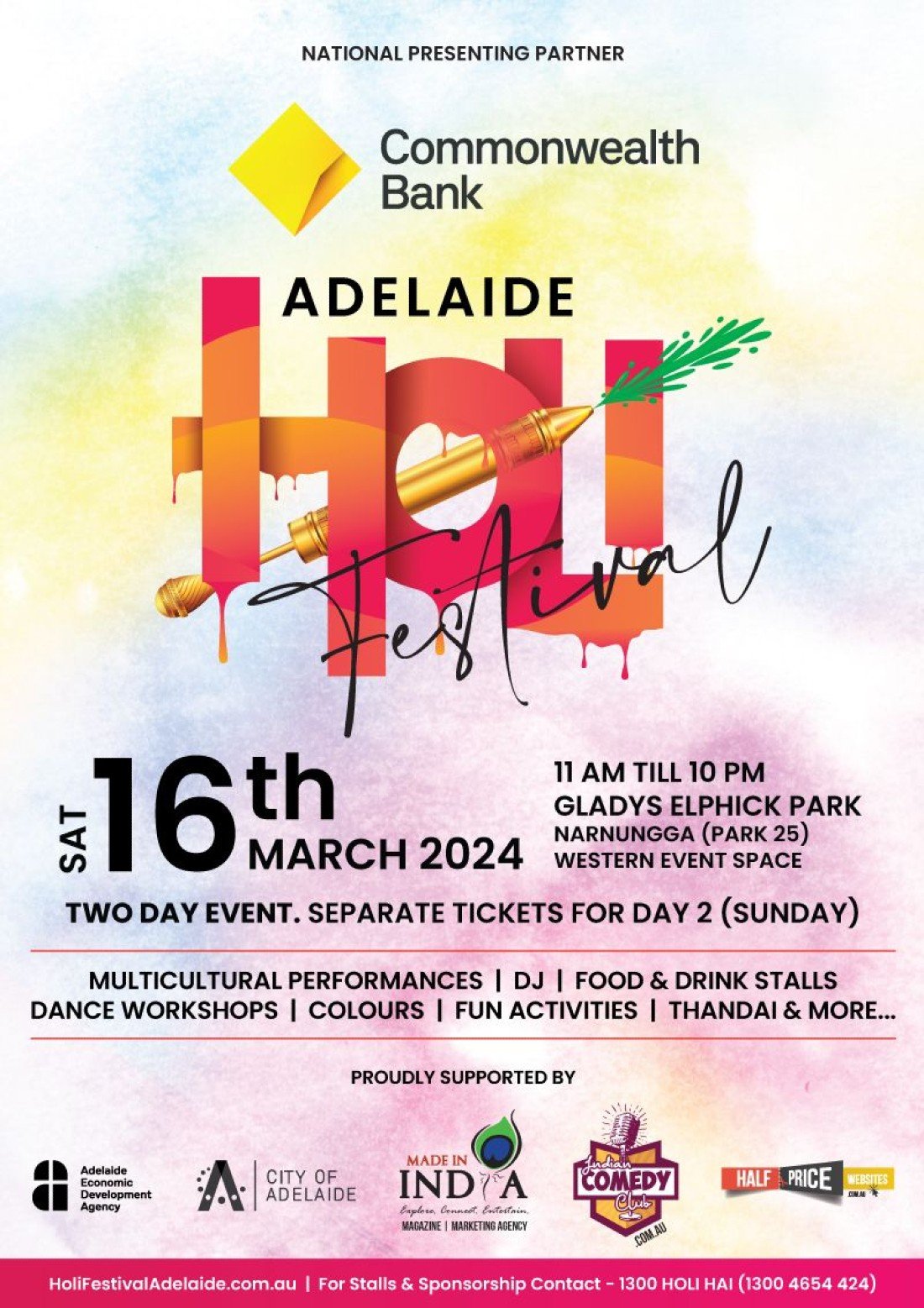 Holi Festival Adelaide 16th March 2024 Tickets, Gladys Elphick Park (Park 25) West, Adelaide