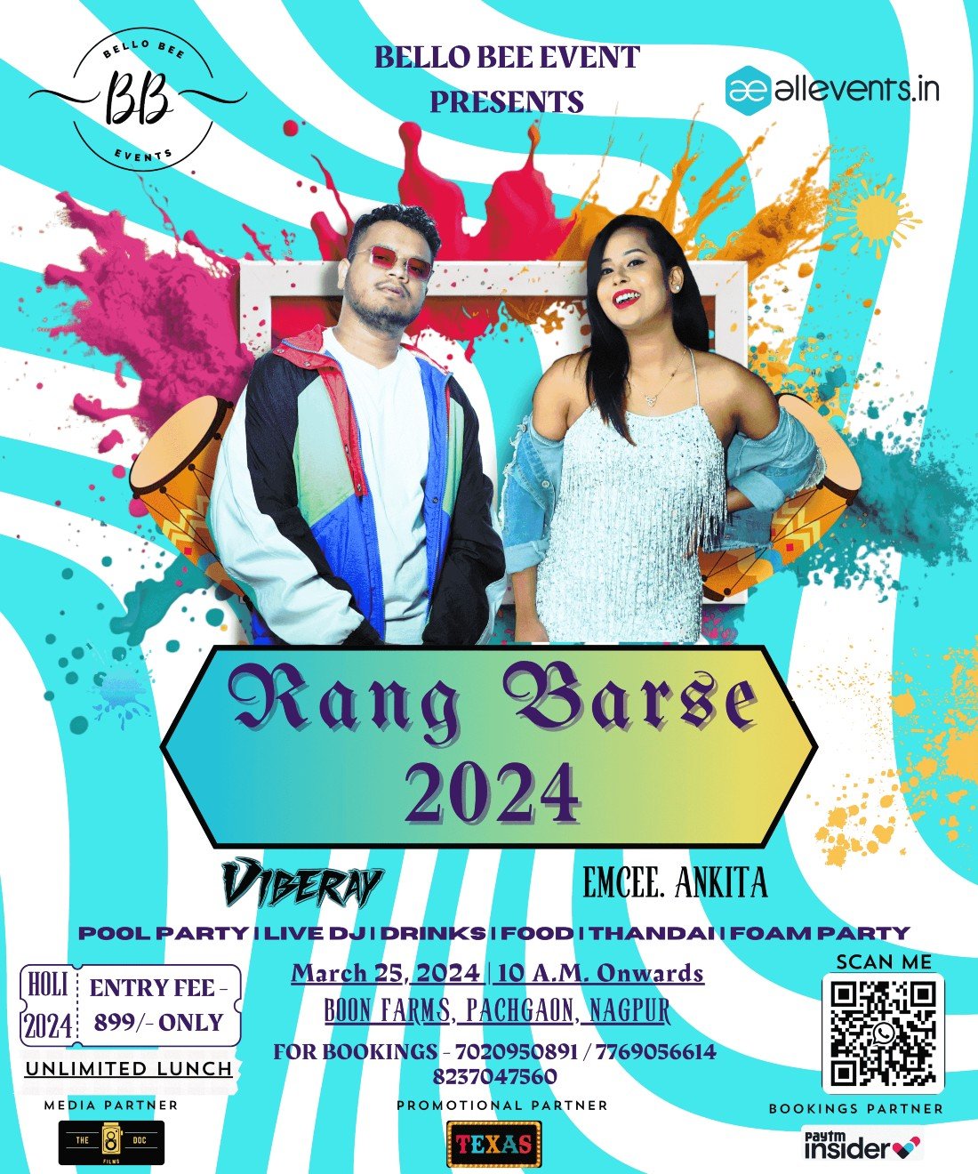 RANG BARSE 2024 Holi |Bello Bee Events| HOLI 2024 NAGPUR