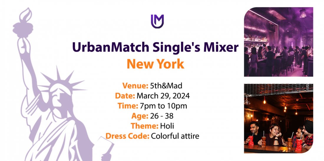 UrbanMatch Singles Mixer - New York Tickets, 5th&Mad, New York, 29 ...