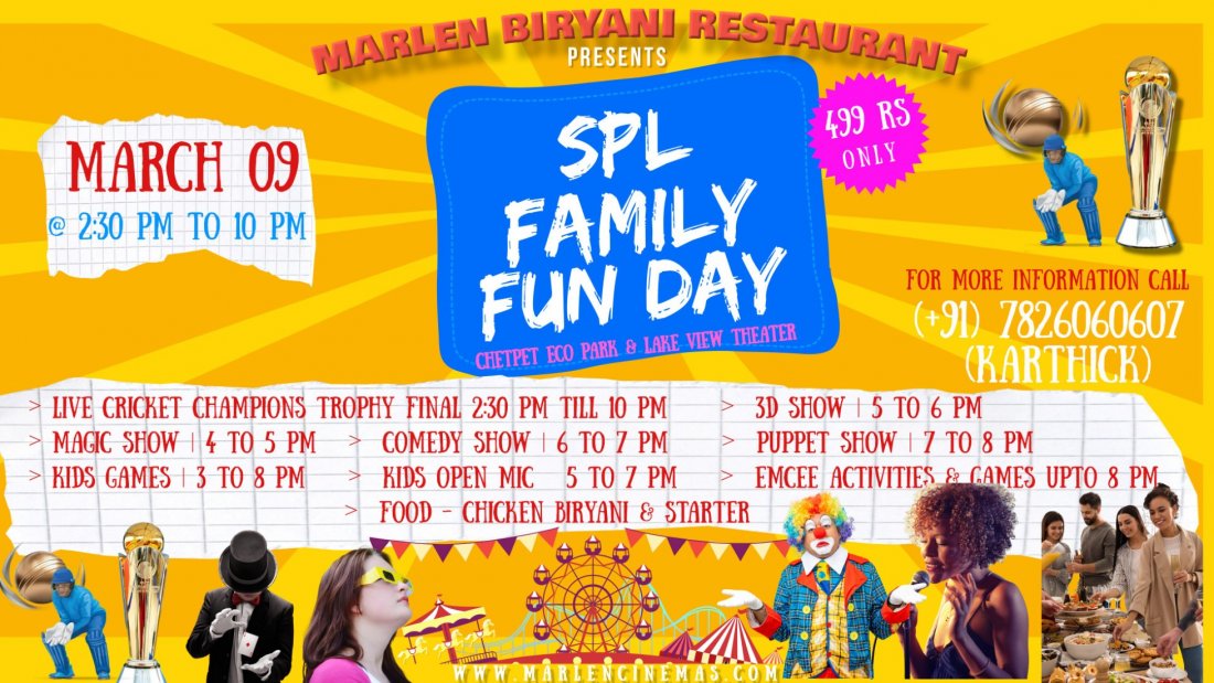 FAMILY FUN DAY with  KIDS ACTIVITIES in Chetpet Eco Park Promoted by Marlen Mahal