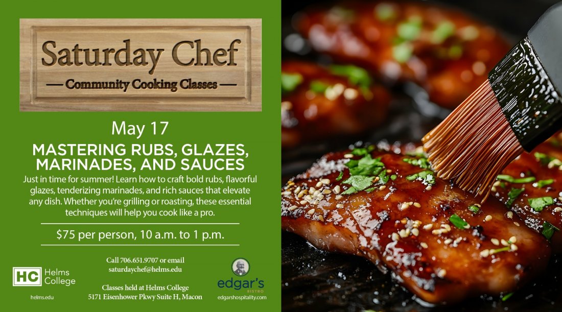 Saturday Chef Community Cooking Class - Mastering Rubs, Glazes, Marinades, and Sauces