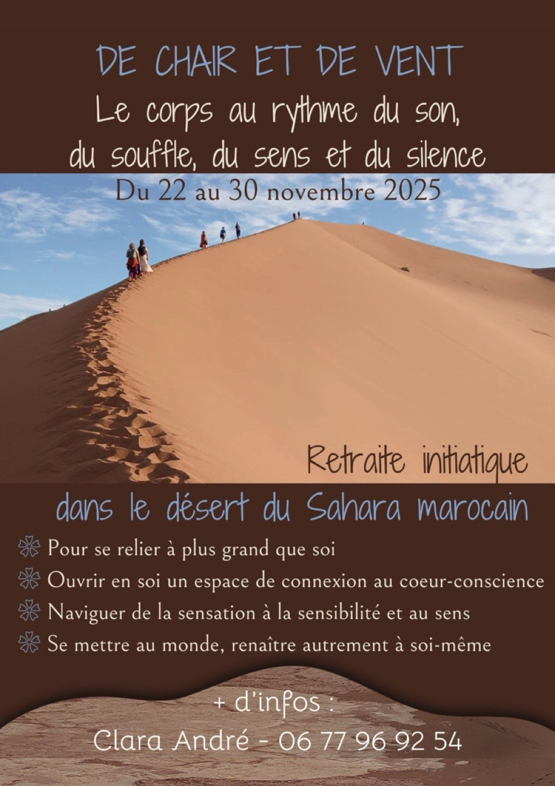 Retraite initiatique dans le d\u00e9sert du Sahara marocain - 22>30 novembre 2025