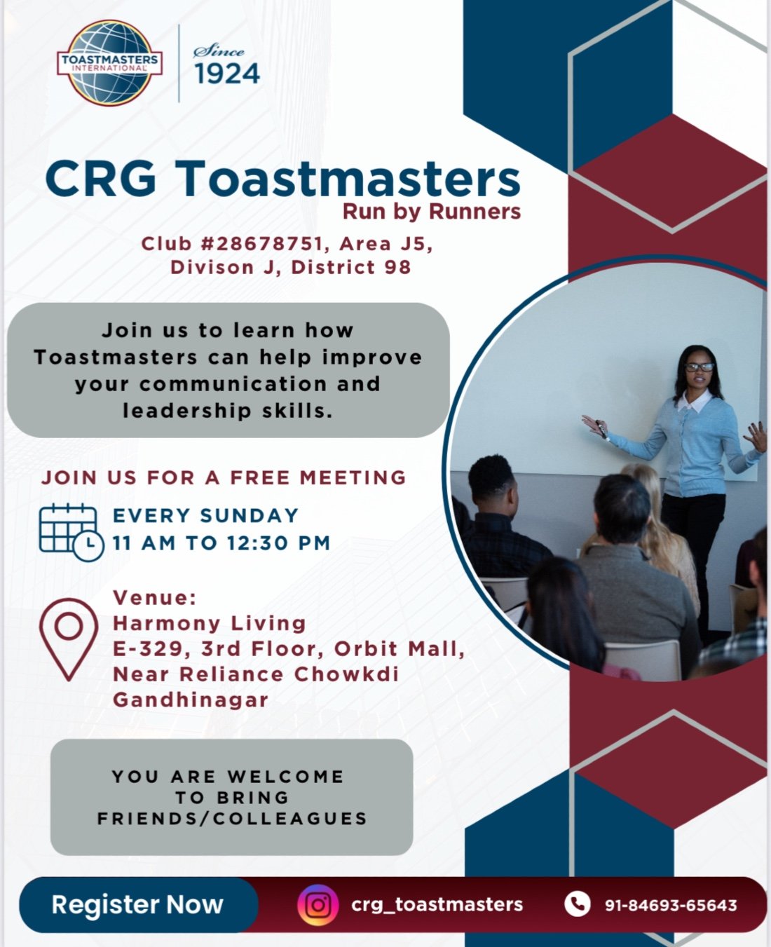 Weekly Toastmasters Meeting at CRG Toastmasters