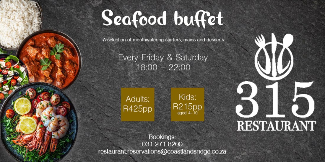Seafood buffet | Friday and Saturday nights | Coastlands Musgrave Hotel