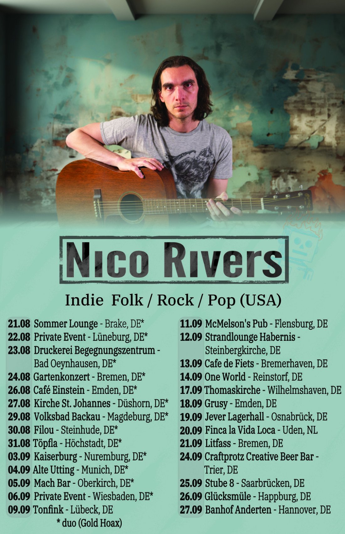 Nico Rivers (USA) @ T\u00f6nfink - Indie-Rock \/ Folk