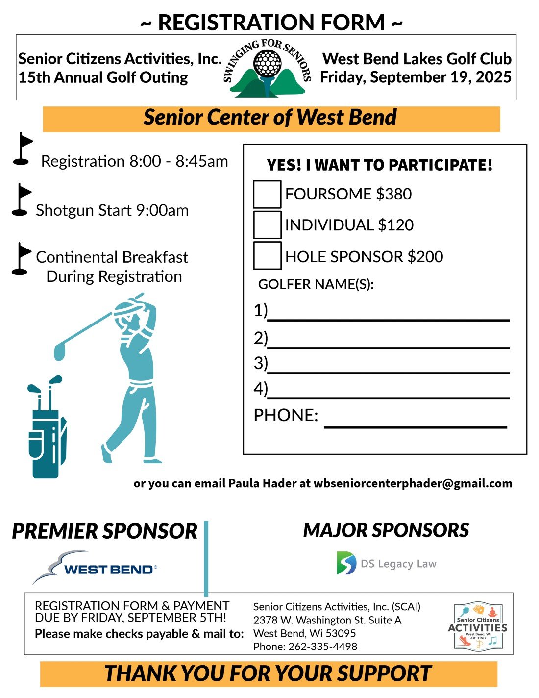 Senior Citizens Activities, Inc. 15th Annual Golf Outing
