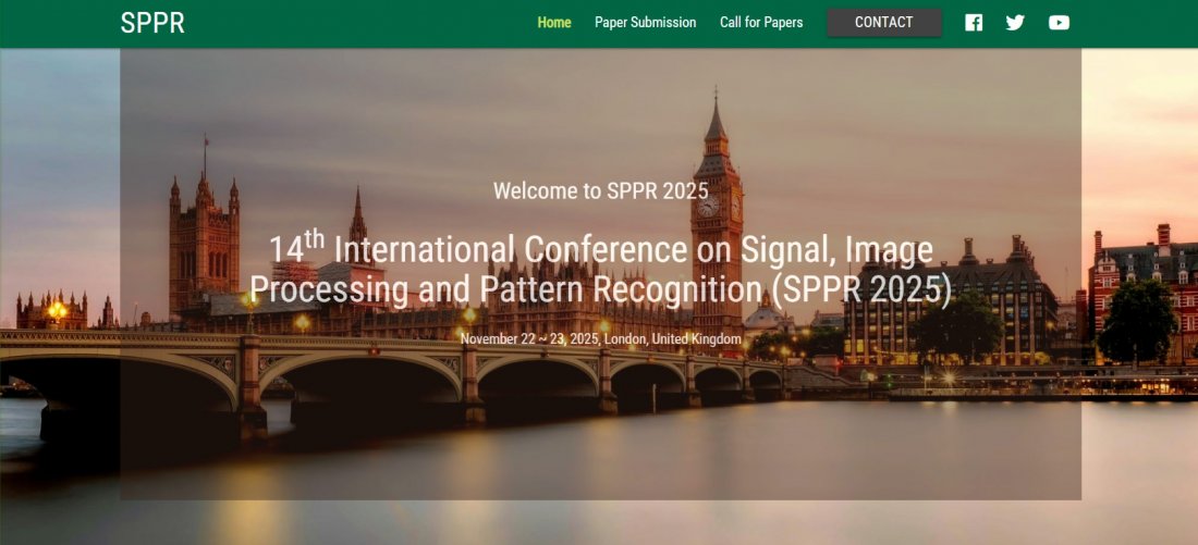 14th International Conference on Signal, Image Processing and Pattern Recognition (SPPR 2025)