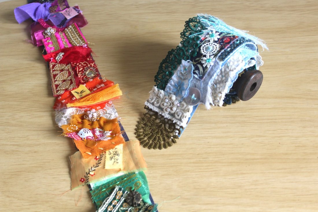 Sari fabric journal roll workshop