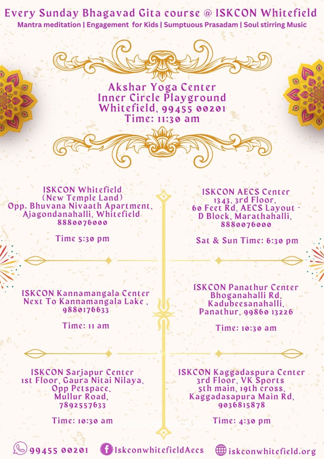 ISKCON Sunday Bhagwad Gita Program (ISKCON Whitefield)