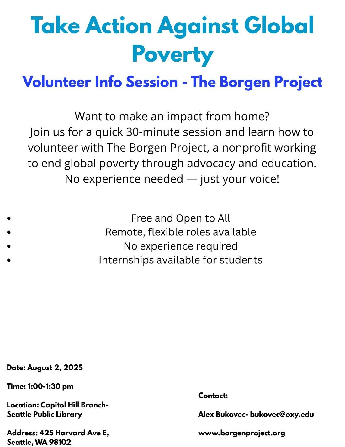 Volunteer Info Session - The Borgen Project