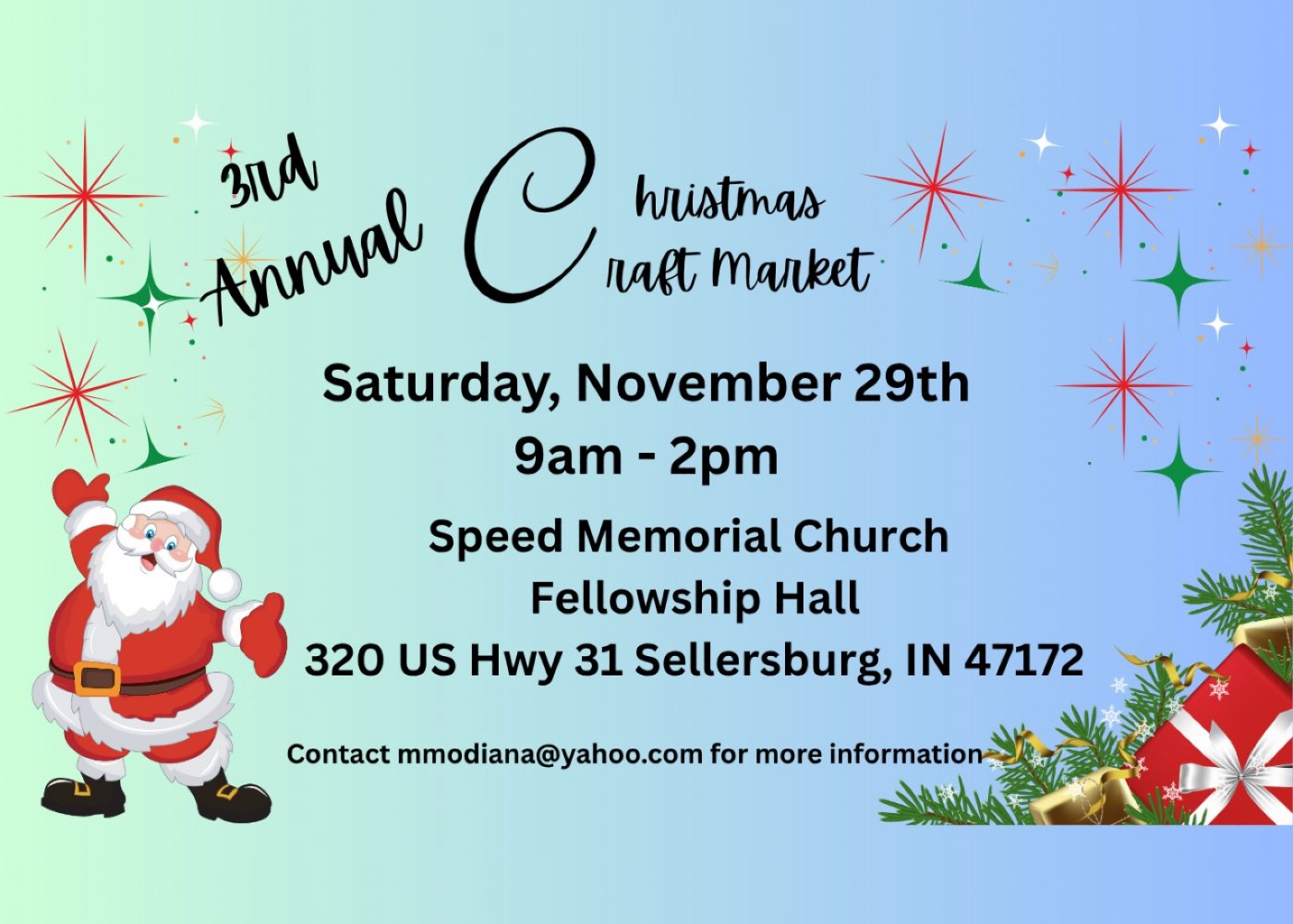 3rd Annual Speed Memorial Church Christmas Craft Market