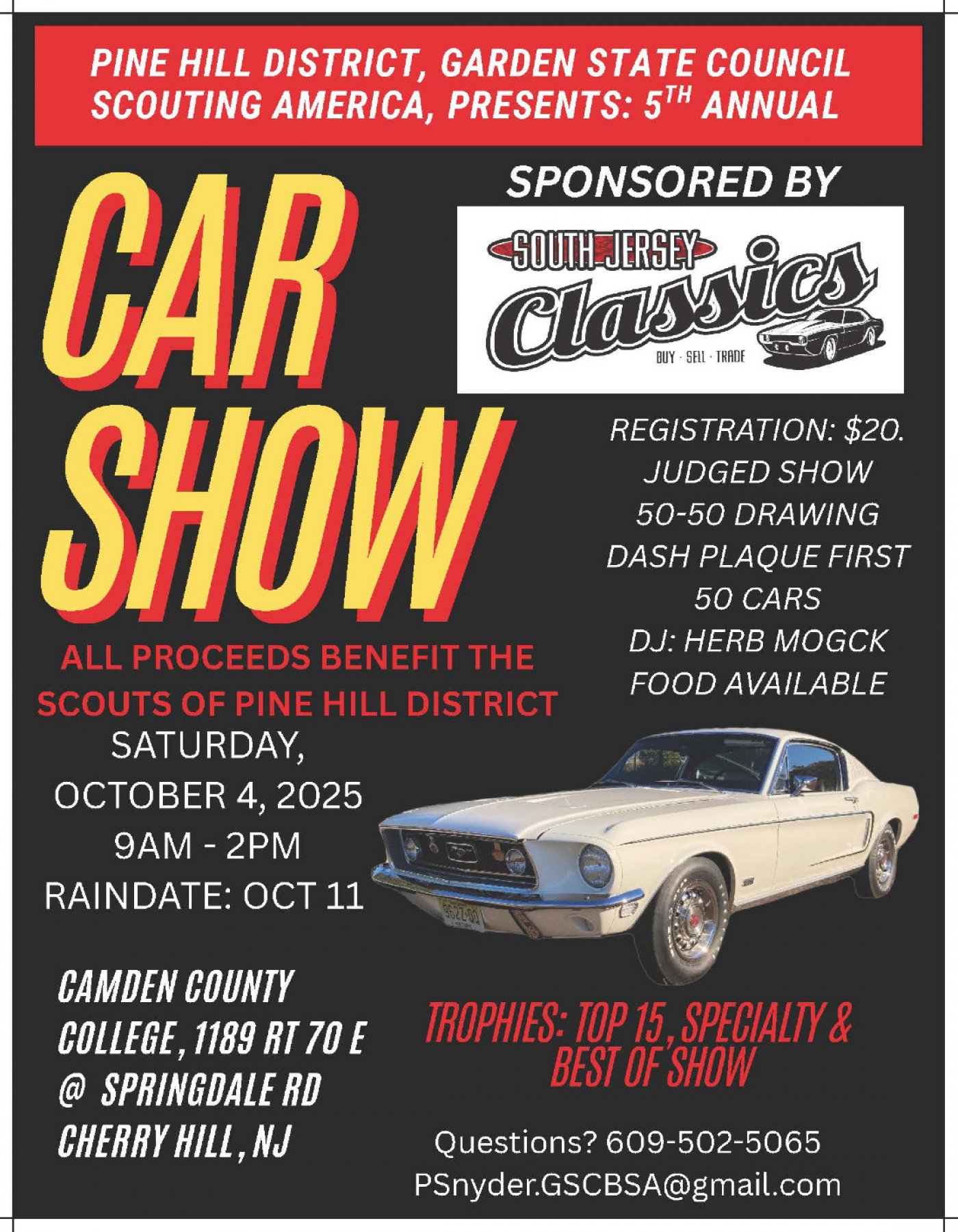 Pine Hill District, Garden State Council, Scouting America 5th Annual Car Show