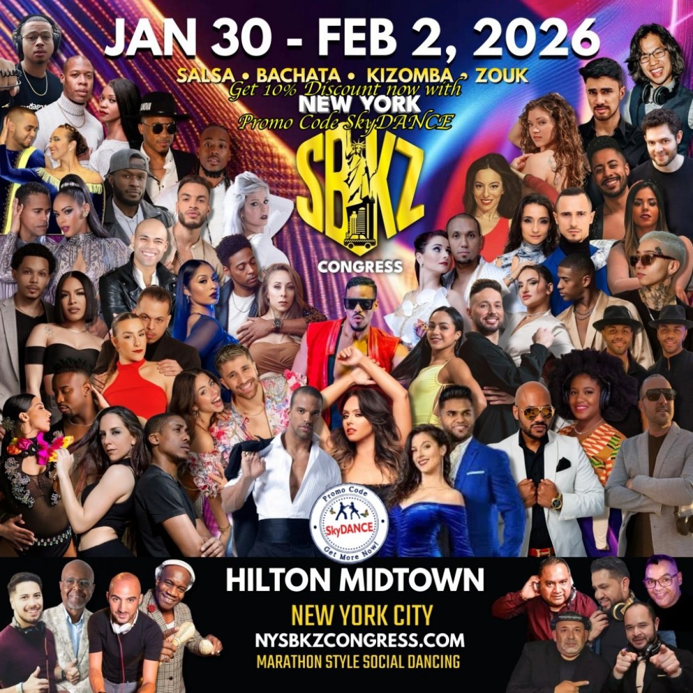 NYSBKZ - New York SBKZ Congress Salsa Bachata Kizomba and Zouk with Promo Code SkyDANCE