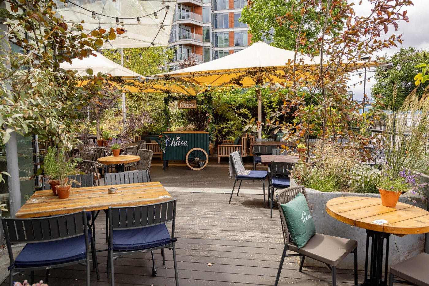 Tom Massey and Chase Spirits transform Battersea's The Waterfront pub garden