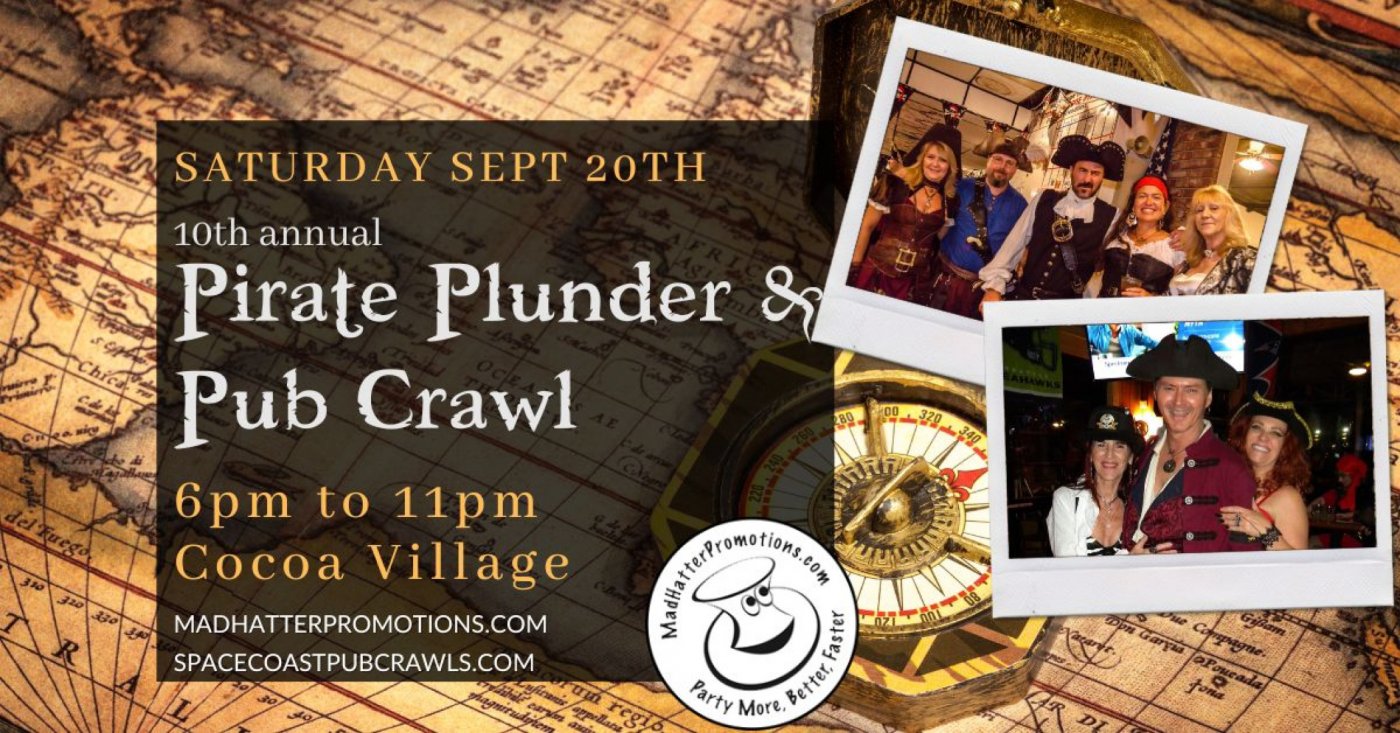 10th Pirate Pub Crawl Cocoa Village, Sat, Sep. 20, 6 pm!