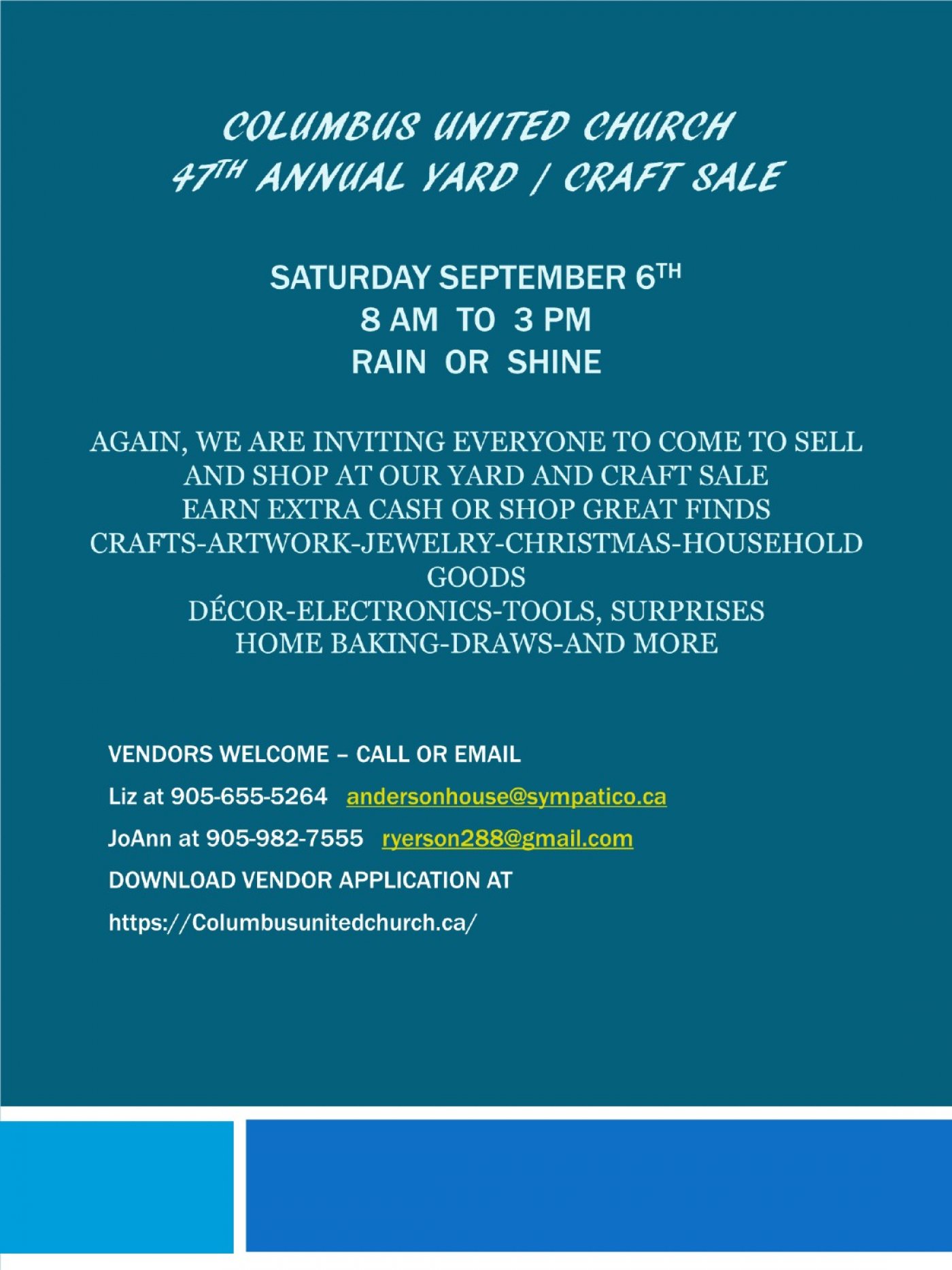Columbus United Church 47th Annual Yard and Craft Sale