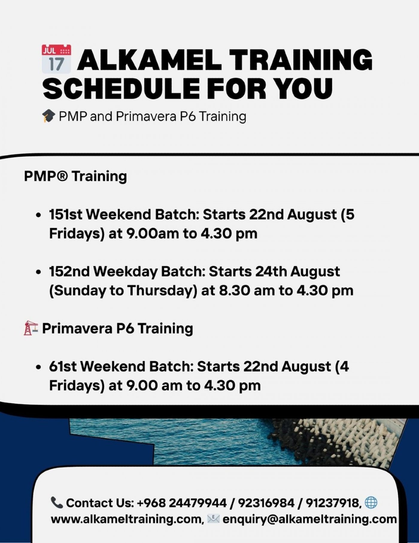 151st PMP Training - Al Kamel Training (Muscat) - Weekend and Weekday Batch