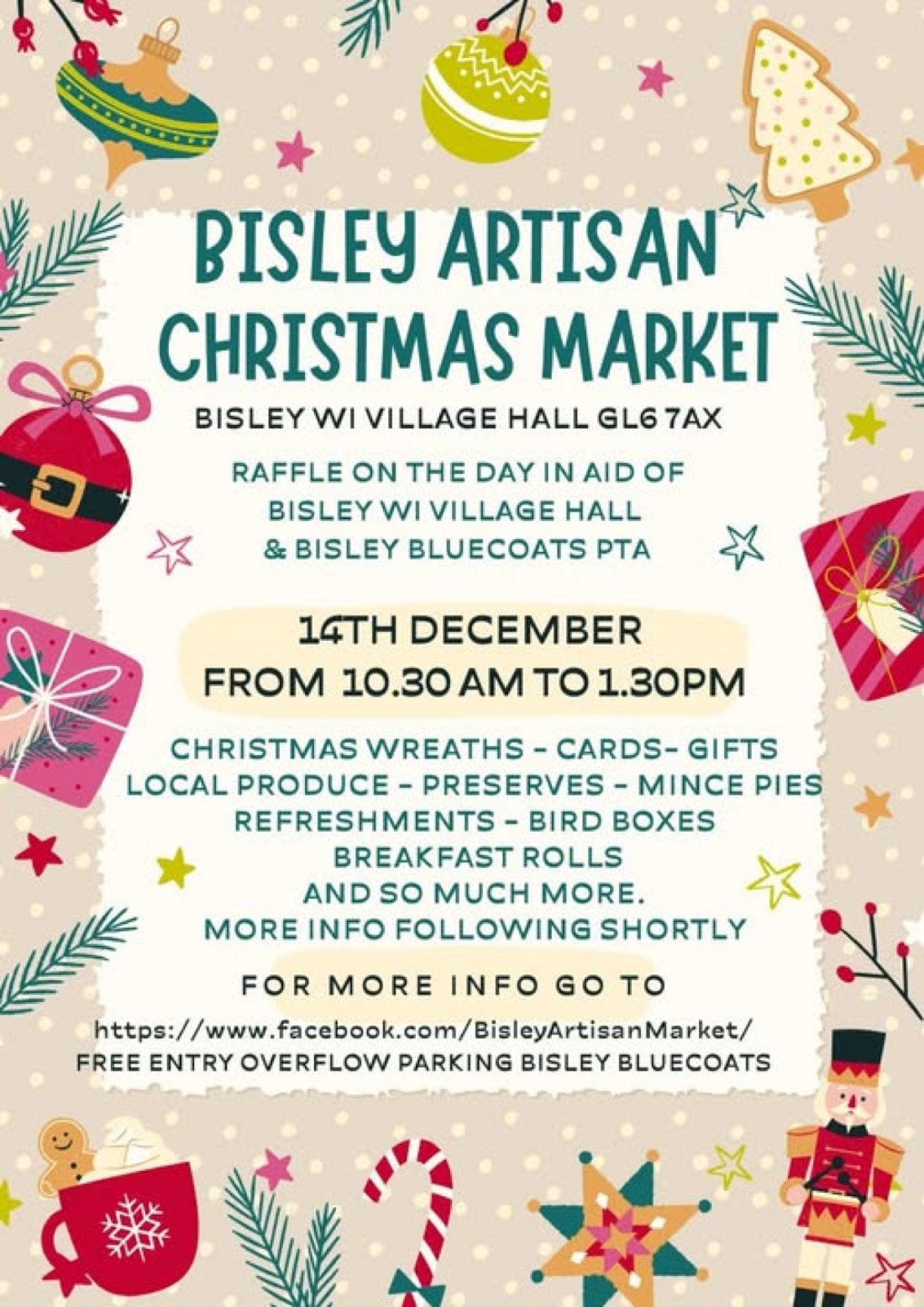 BISLEY ARTISAN CHRISTMAS MARKET 14TH DECEMBER 10.30AM - 1.30PM GL6 7AX