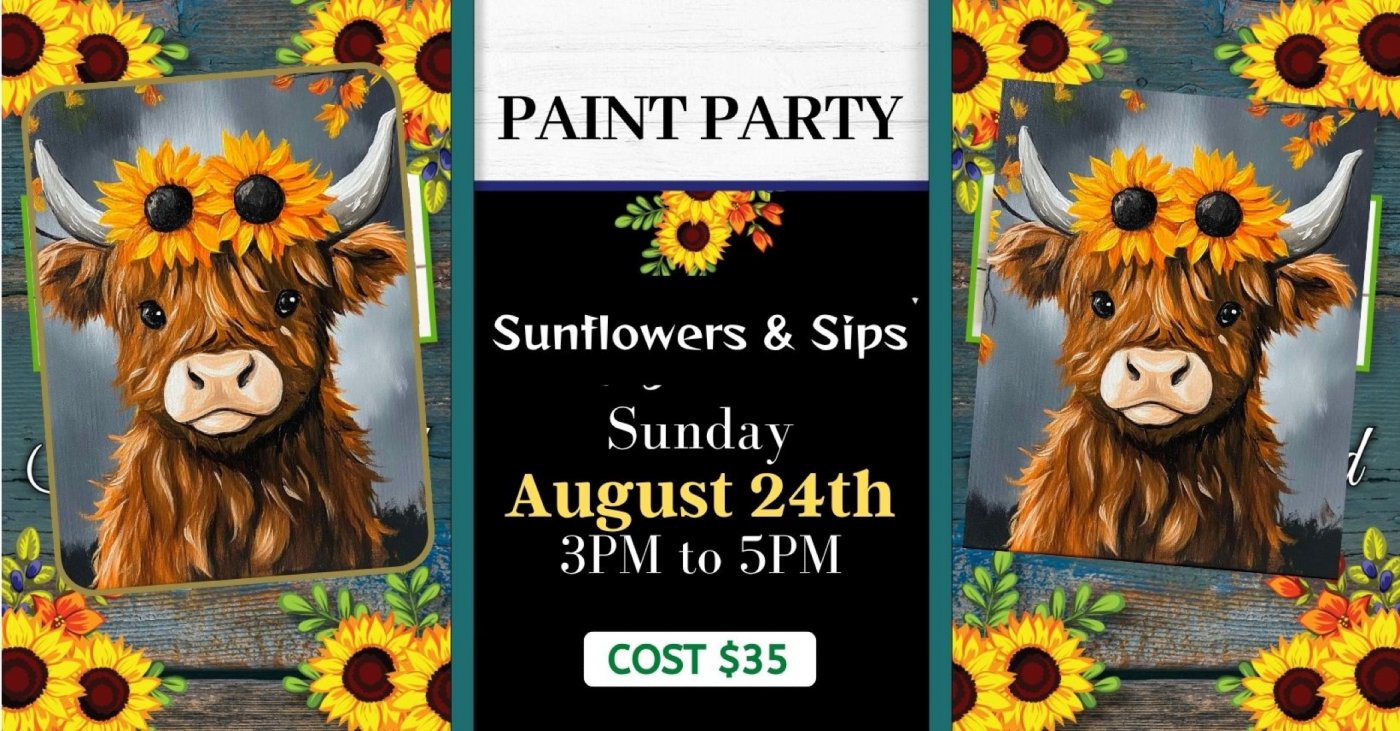 \ud83c\udfa8\u2728 Sunflowers & Sips: Paint This Highland Cutie! \u2728\ud83d\udc2e