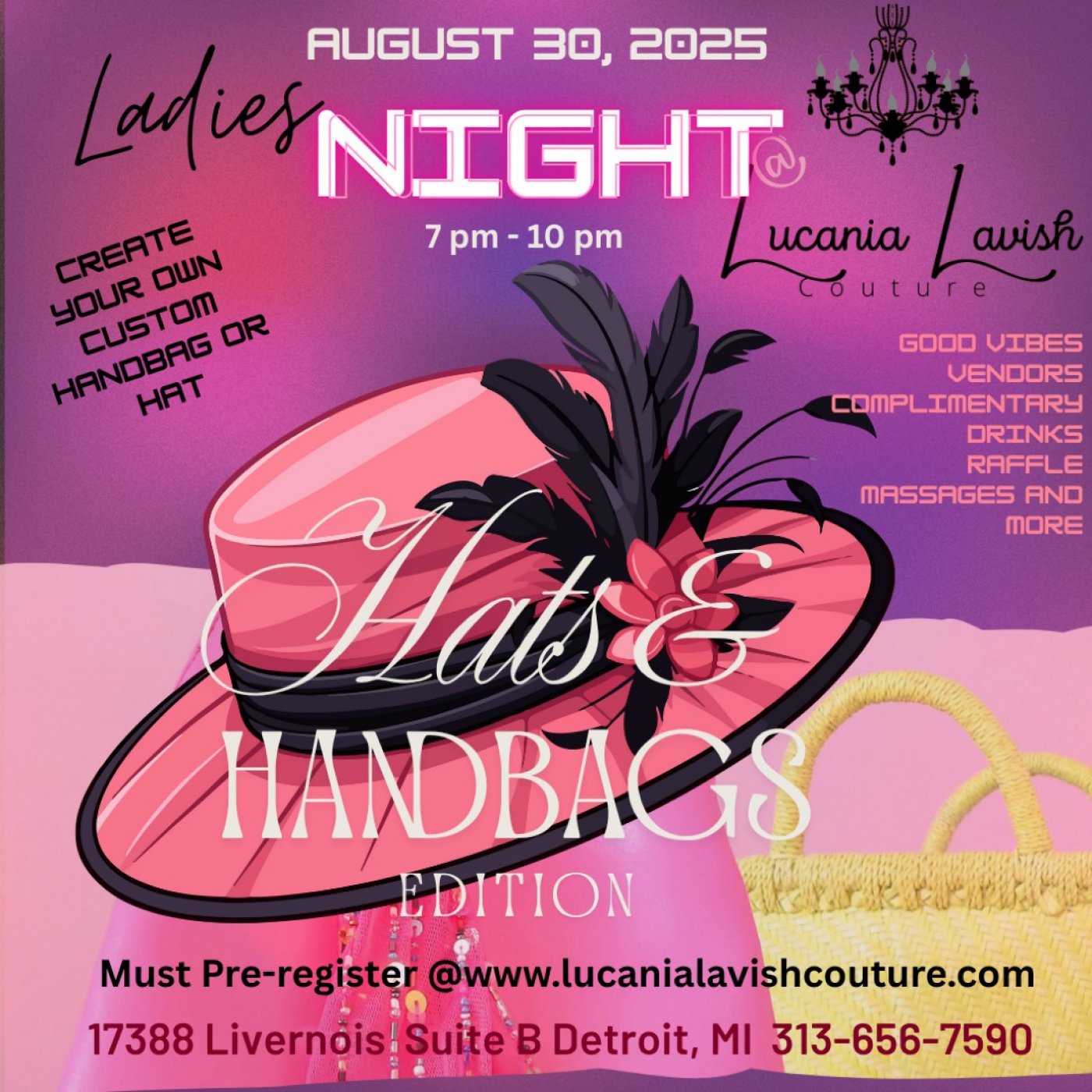 Ladies Night Out-Create Custom Hats and Handbags