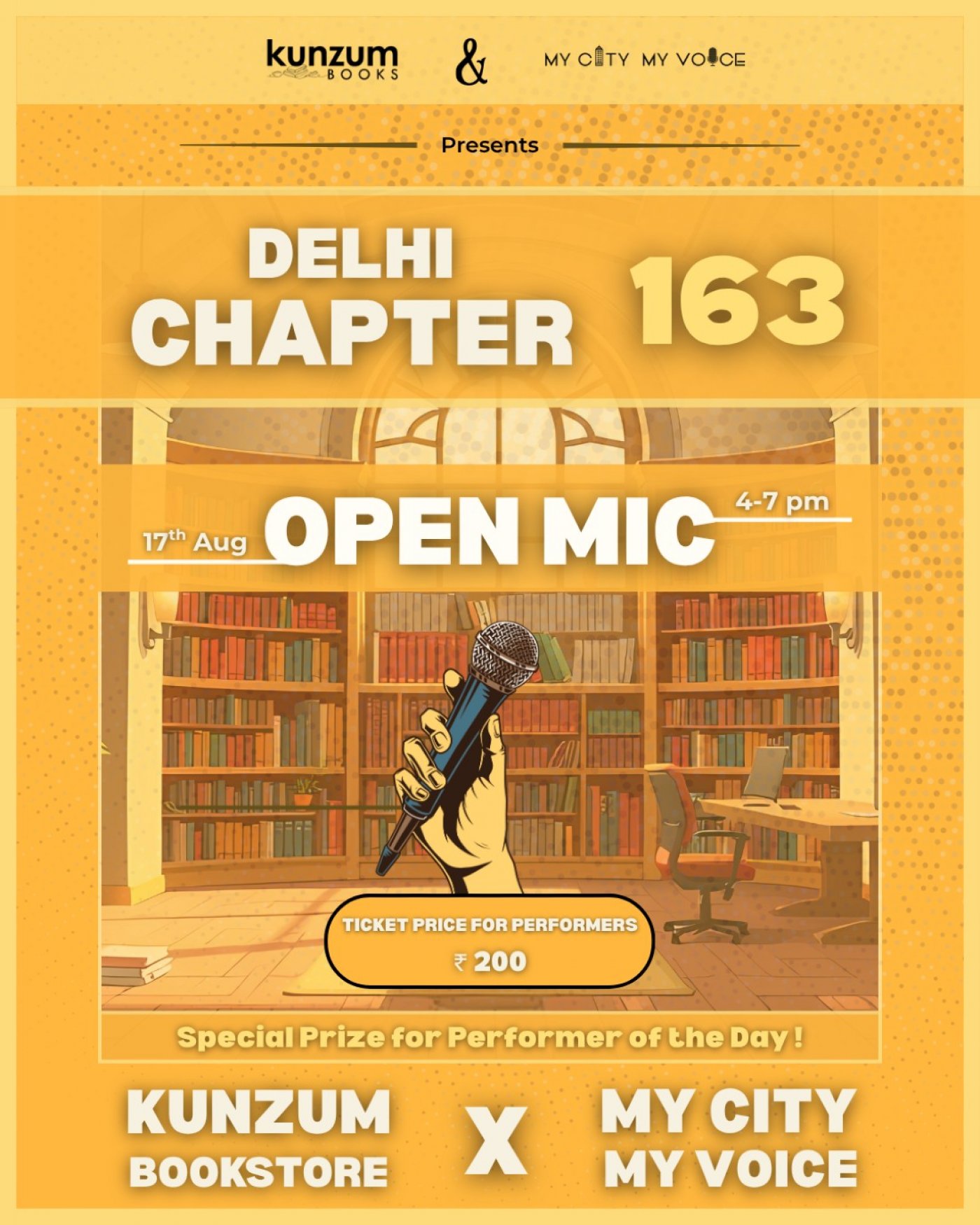 Openmic at Kunzum Bookstore on 17 Aug 2025
