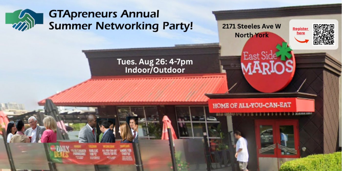 GTApreneurs August 26 Annual Summer Business Networking Party Toronto and GTA