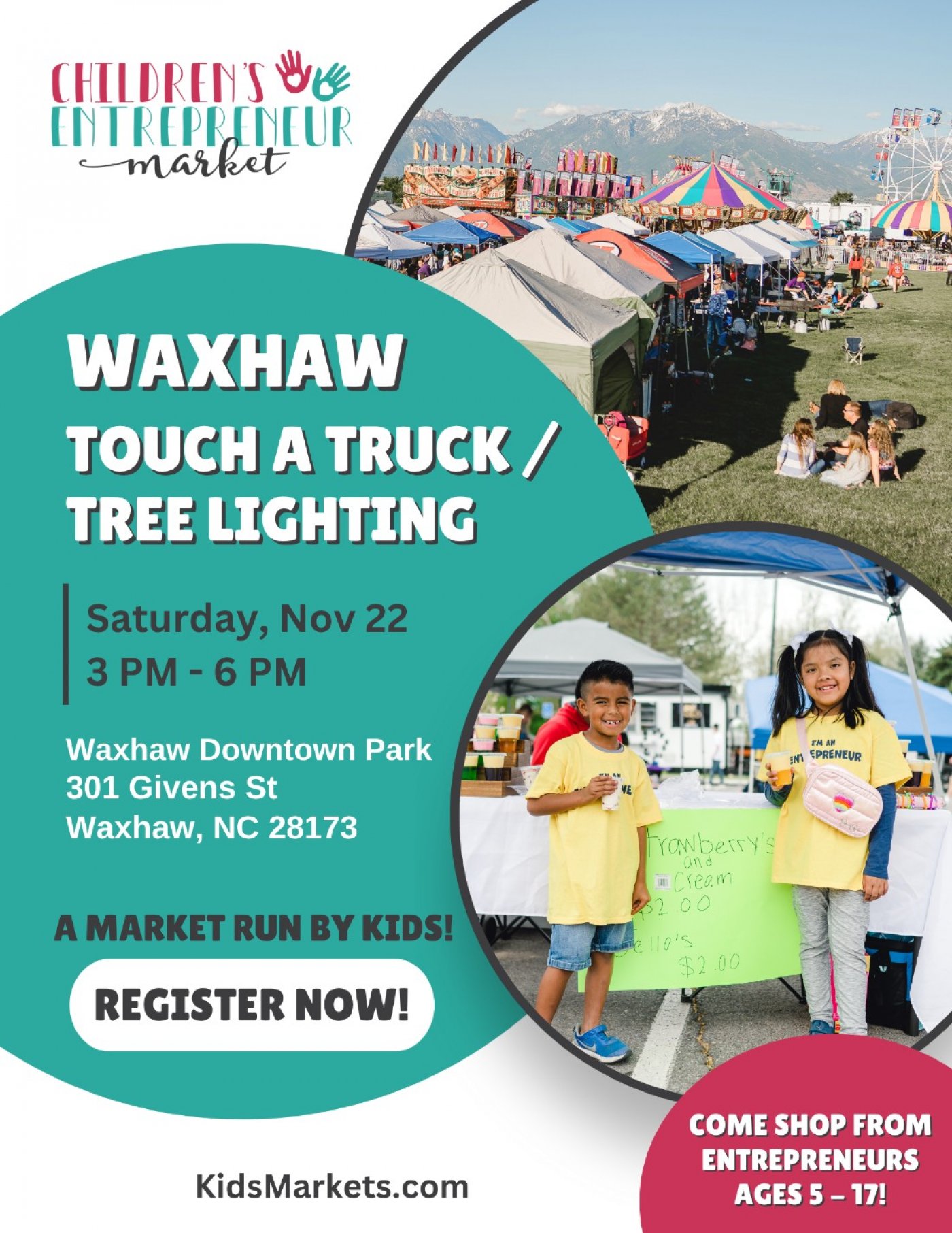 Kids Market at Waxhaw's Touch a Truck and Tree Lighting