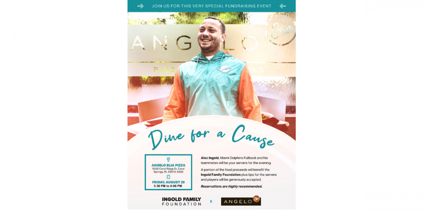 "Dine for a Cause" with Alec Ingold & Miami Dolphins Teammates at Angelo Elia Pizza, Bar and Tapas 