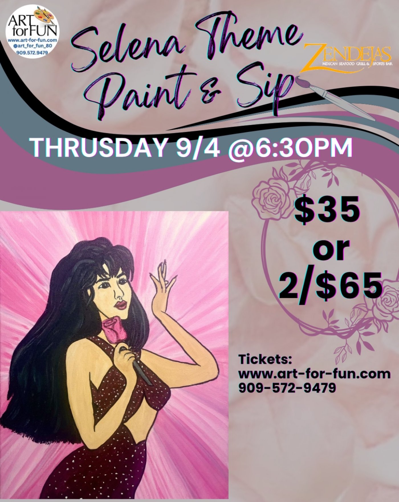 Selena theme Paint & Sip