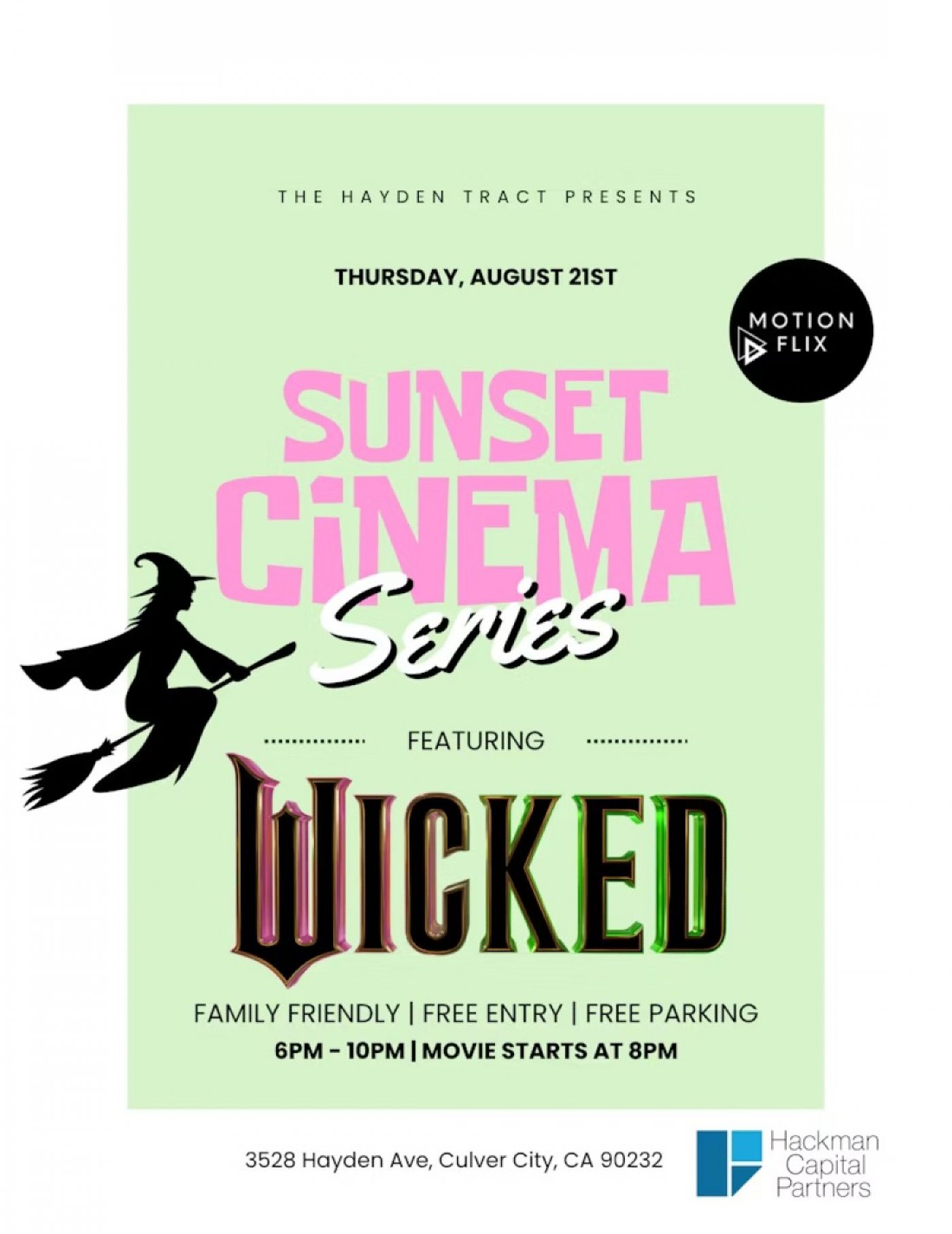 The Hayden Tract Sunset Cinema Series Featuring Wicked