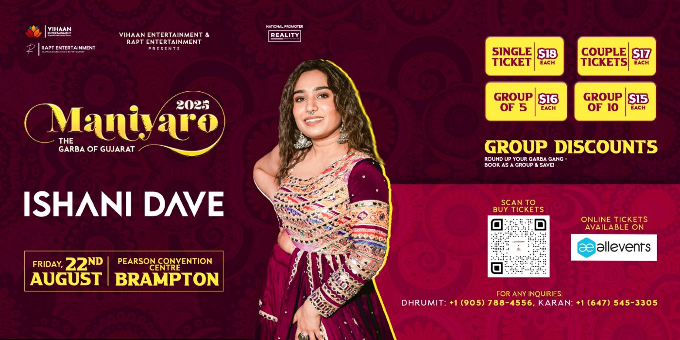 Maniyaro 2025 with Ishani Dave | Brampton | 22nd August 2025