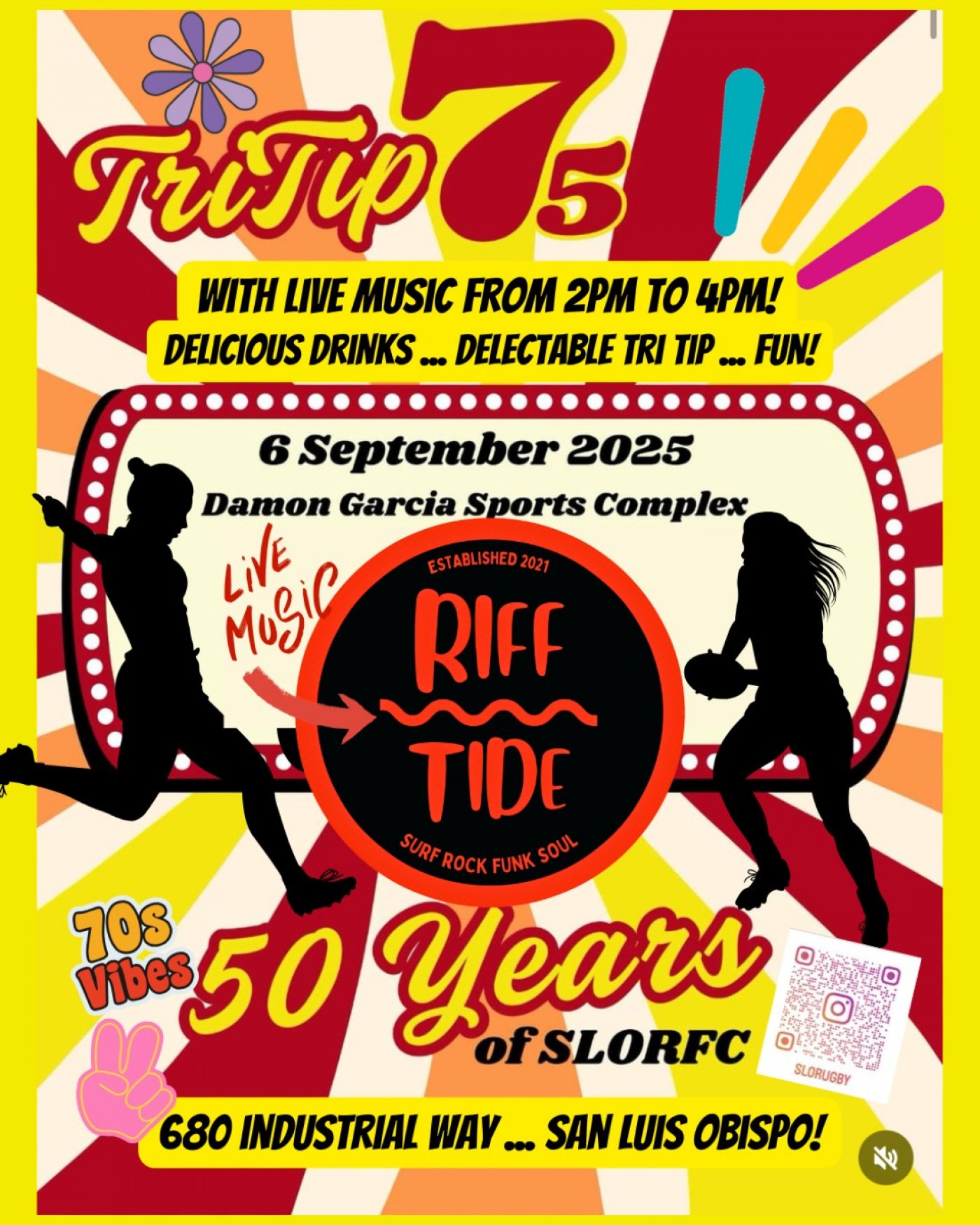 RIFF TIDE rocks TRI TIP 7s SLO RUGBY TOURNAMENT!! 50 YEARS OF SLO RUGBY!!