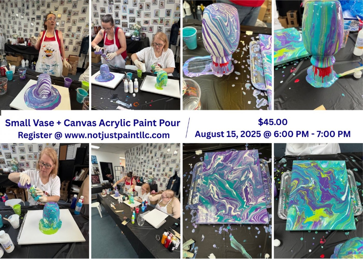 Small Vase + Canvas Acrylic Paint Pour