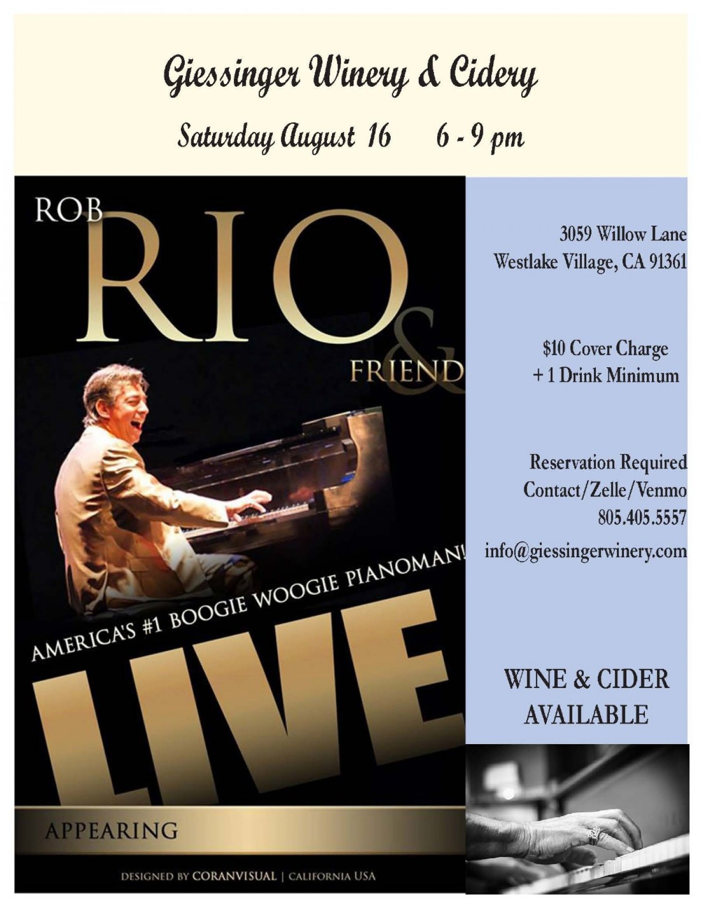 ROB RIO, LIVE MUSIC @ GIESSINGER WINERY