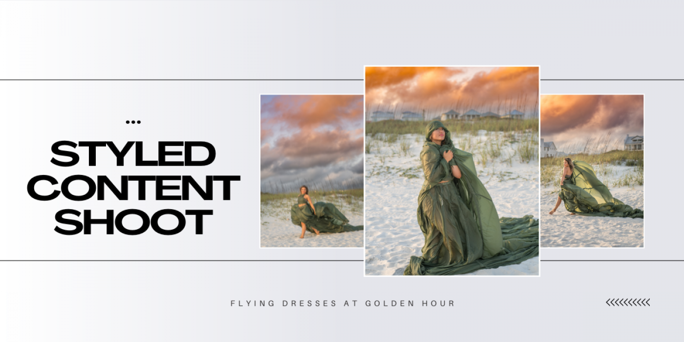 30A Flying Dresses at Golden Hour at Santa Rosa Beach