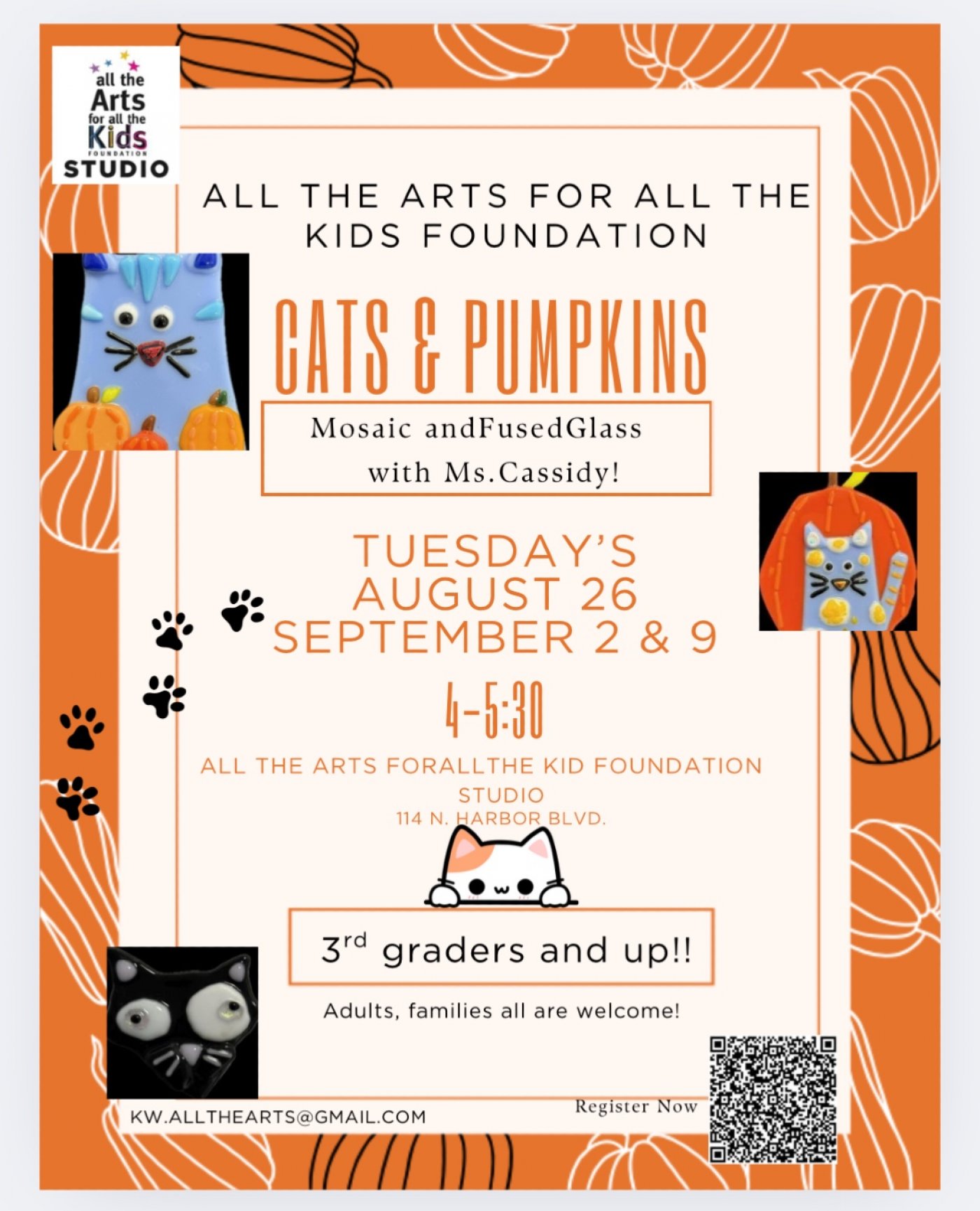 Cats & Pumpkins-Fused glass