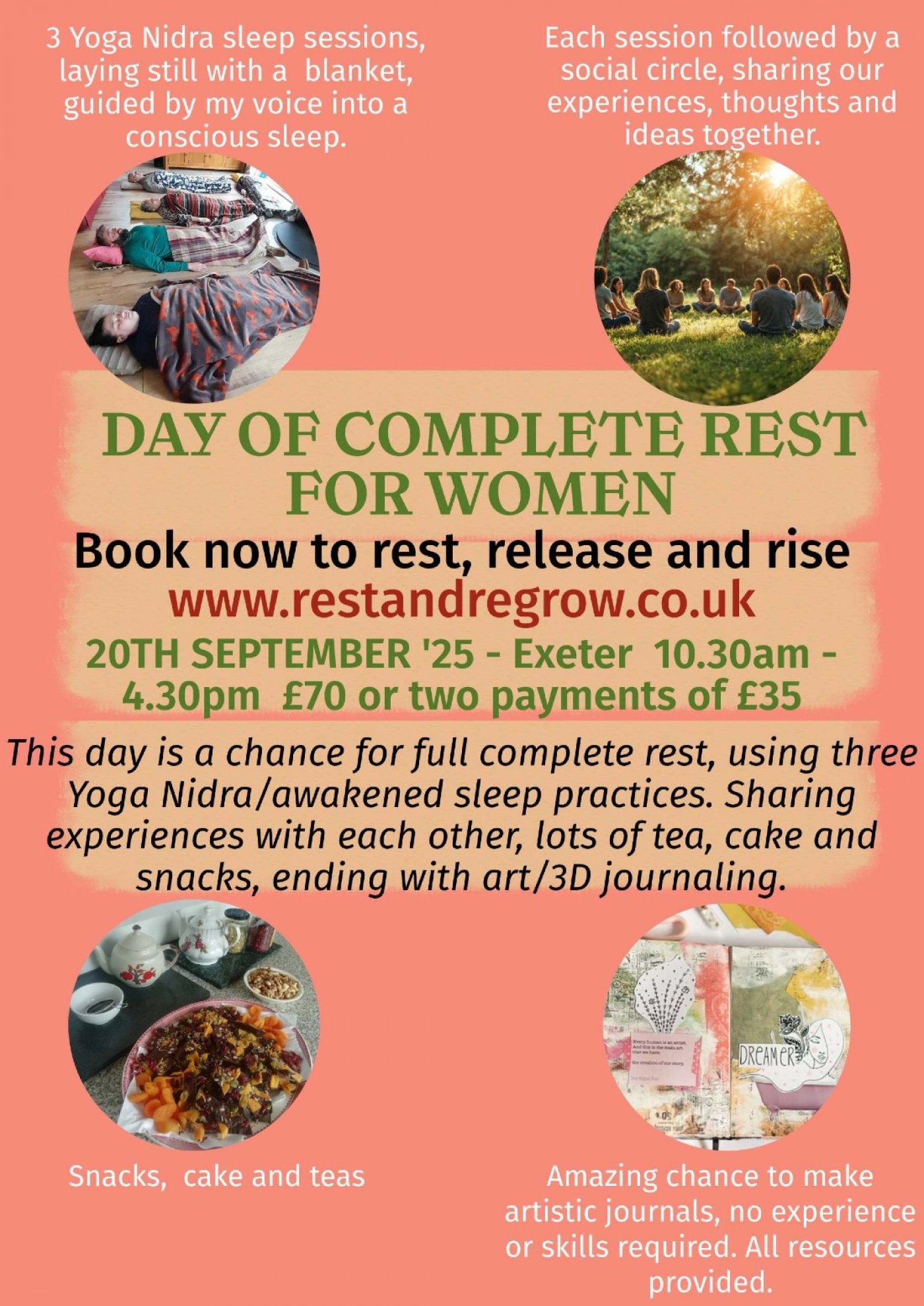 Women's complete day of full rest and creativity