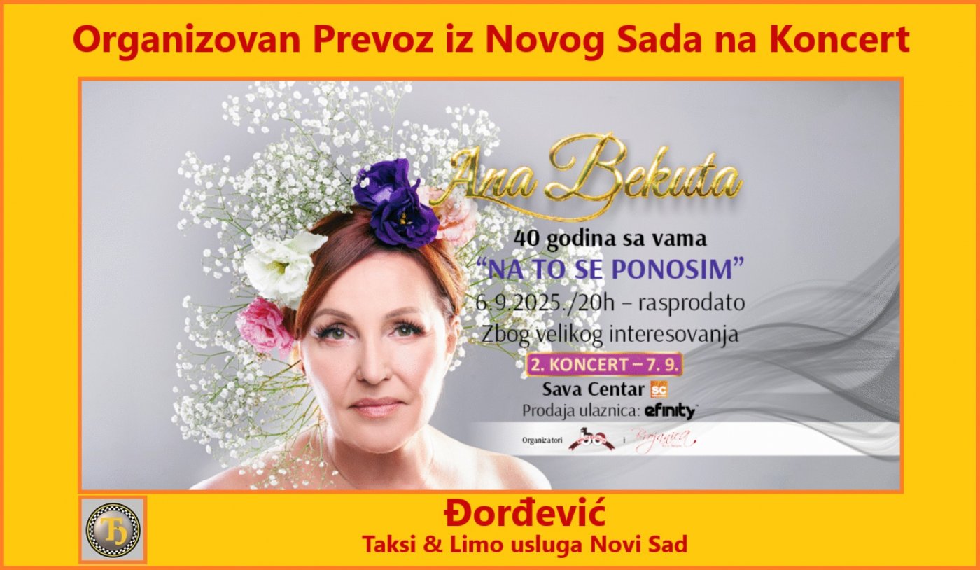 Prevoz na Koncert Ana Bekuta 07.09.2025. iz Novog Sada