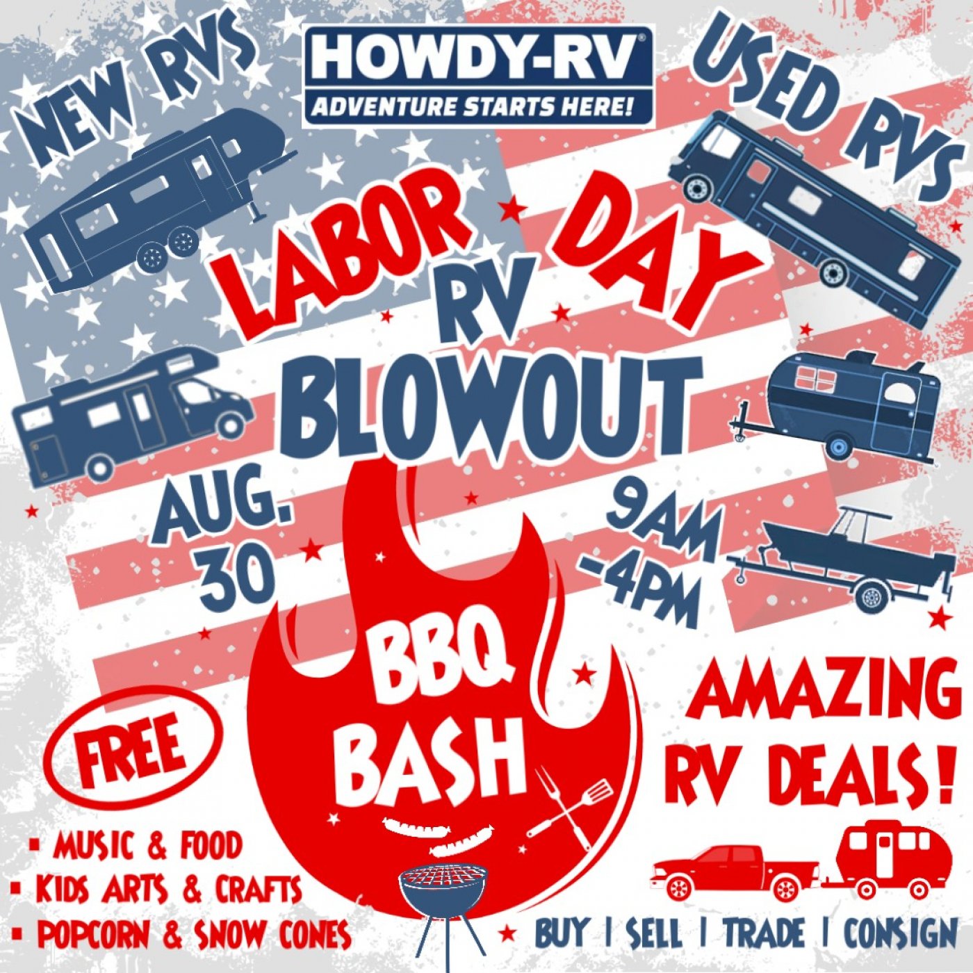 \ud83c\udf1fLabor Day Weekend RV Blowout & BBQ Bash at Howdy RV Aransas!