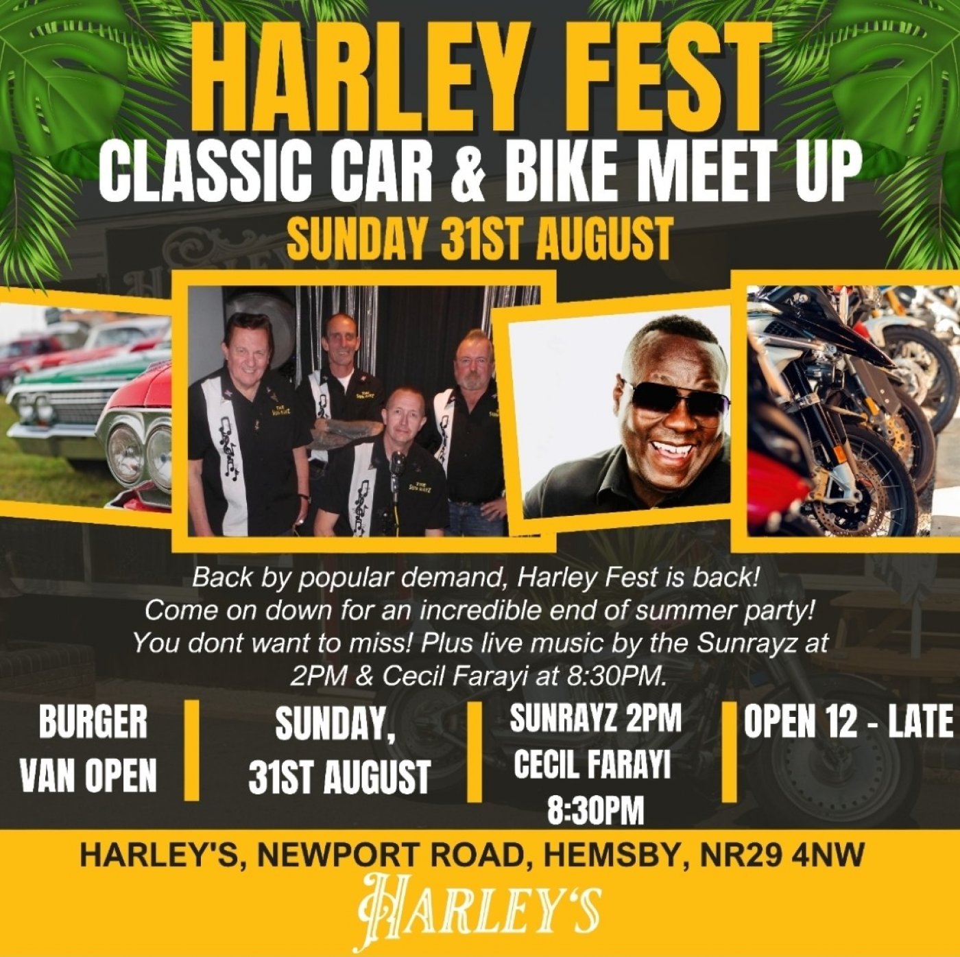 Harley Fest - 31st August 12PM. Harley's, Newport Road, Hemsby, NR29 4NW