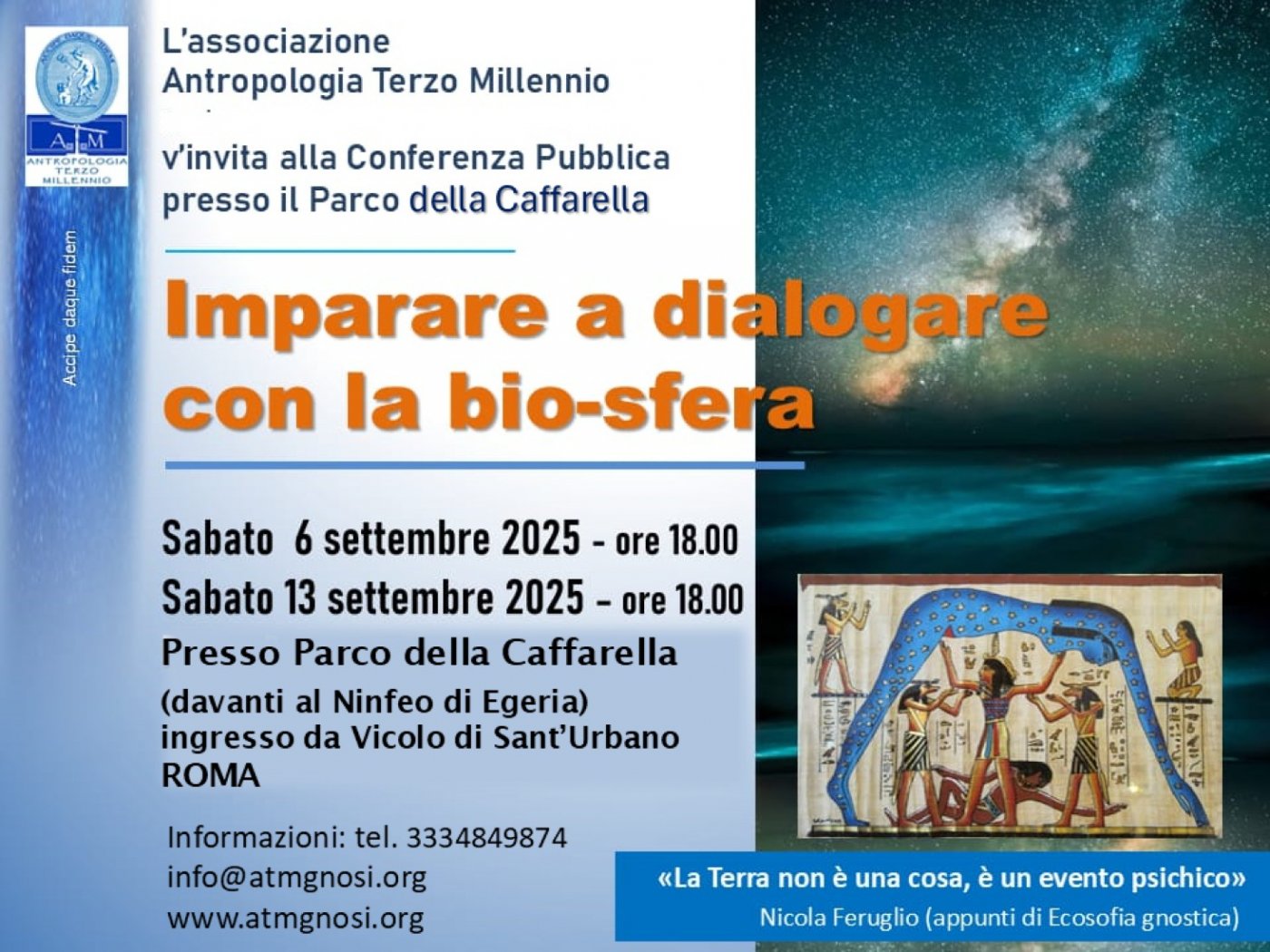 IMPARARE A DIALOGARE CON LA BIO-SFERA (conferenza al Parco - ROMA)
