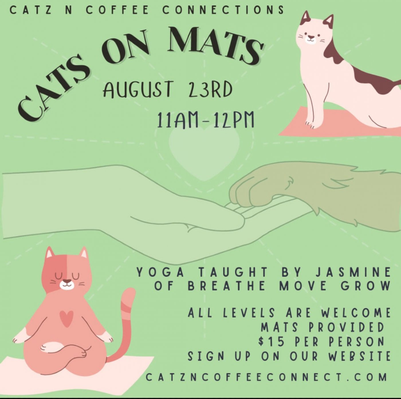 CATS ON MATS hosted with BREATHE MOVE GROW Yoga Studio